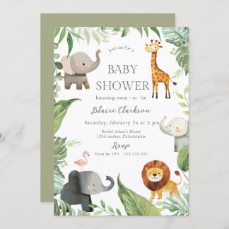 Jungle Animals Baby Shower Invitation
