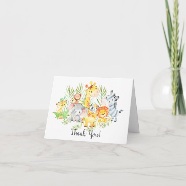 Jungle Animals Baby Shower Thank You Note Dankeskarte (Vorderseite)