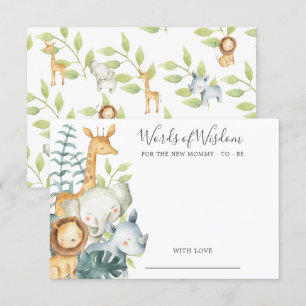 Jungle Animals Baby Shower Worte der Weisheitskart Einladung