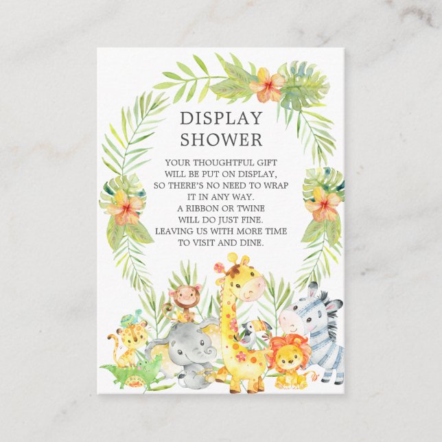 Jungle Animals Babydusche Geschenkdusche Begleitkarte (Vorderseite)