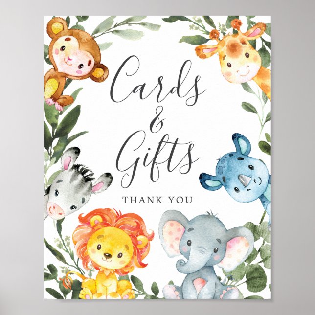 Jungle Animals Babyduschkarten und Geschenke Zeich Poster (Vorne)
