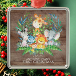 Jungle Animals Baby's First Christmas Ornament