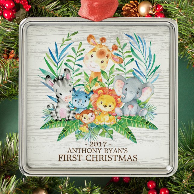 Jungle Animals Baby's First Christmas Ornament (Von Creator hochgeladen)