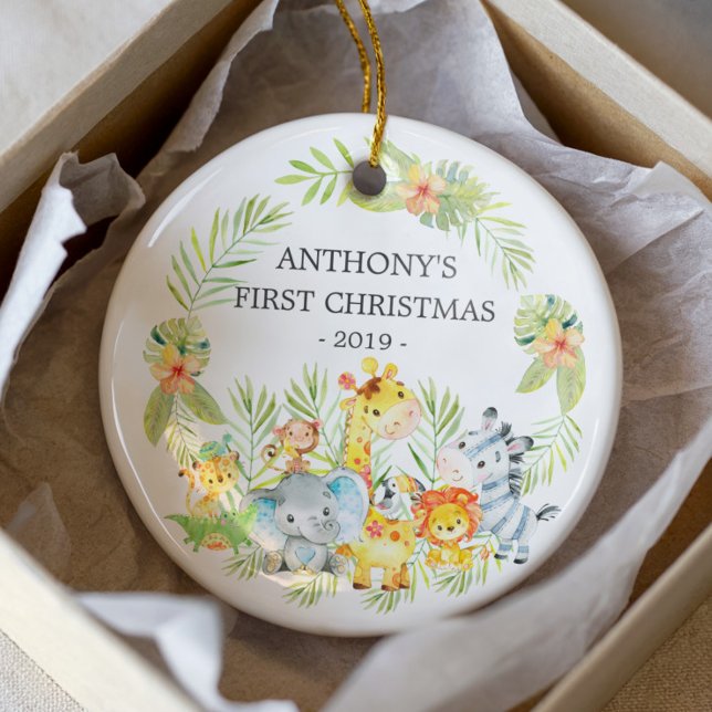 Jungle Animals Baby's Foto Weihnachtsdekoration Keramik Ornament (Von Creator hochgeladen)