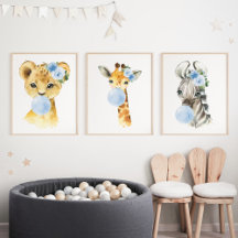 Jungle Animals, Blue Bubble Gum, Boy Kinderzimmer