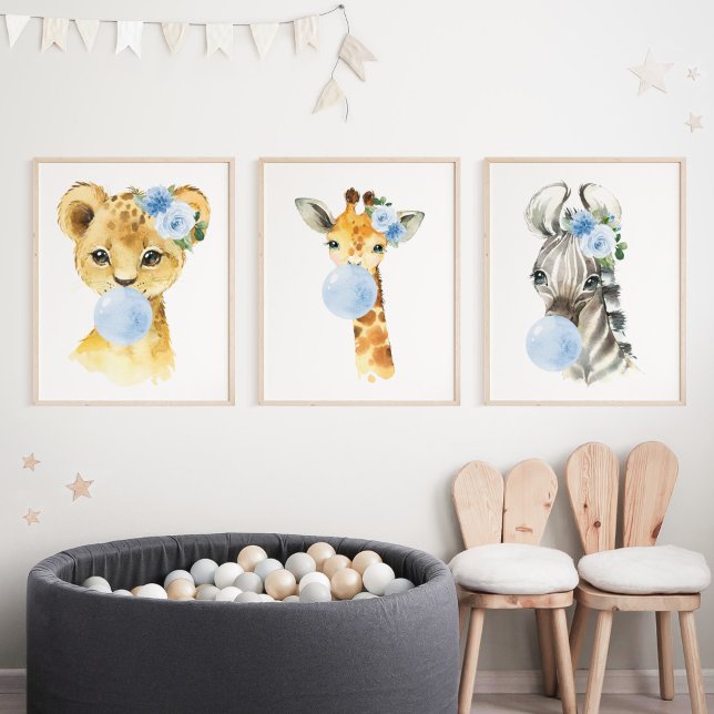 Jungle Animals, Blue Bubble Gum, Boy Kinderzimmer Bilderwand Sets (Von Creator hochgeladen)