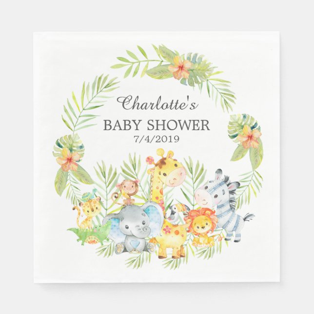 Jungle Animals Boys Baby Duschpapier Napkins Serviette (Vorderseite)