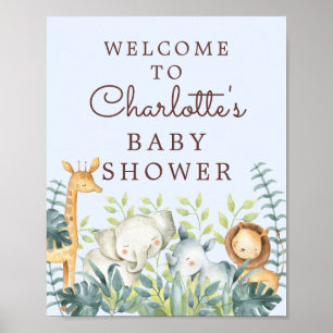 Jungle Animals Boys Baby shower Affiche de bienven