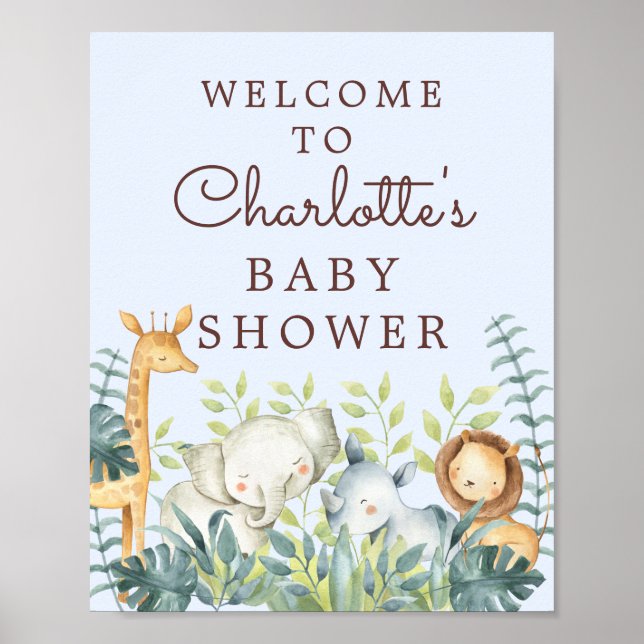 Jungle Animals Boys Baby shower Affiche de bienven (Devant)