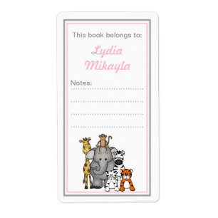 Jungle Animals Buchzeichen Rosa graue Babydusche