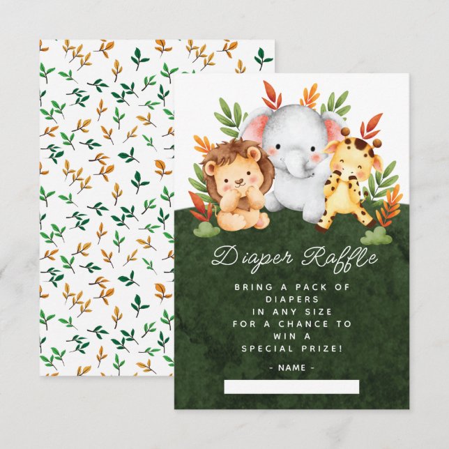 Jungle Animals Diaper Umschließungskarte Begleitkarte (Vorne/Hinten)