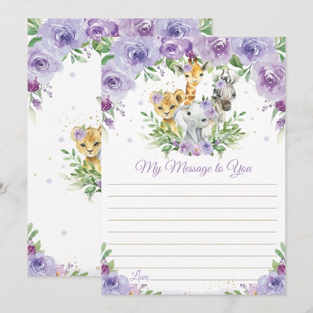 Jungle Animals Floral Time Kapsel Message Card Einladung (Vorne/Hinten)