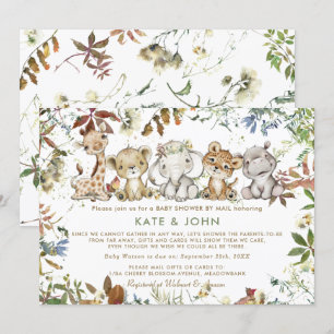 Jungle Animals Gender Neutral Baby Shooter by Mail Einladung
