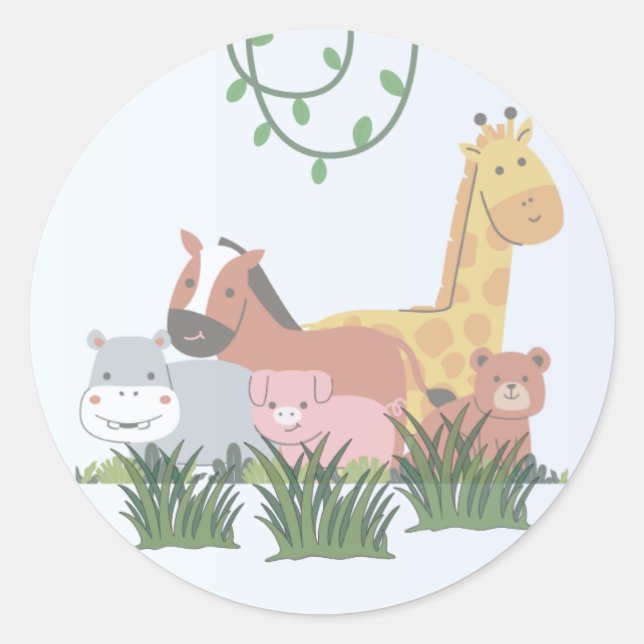 Jungle Animals Gender Reveal Sticker (Vorderseite)