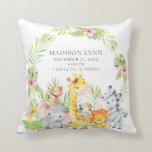 Jungle Animals Girls Baby Birth Stats Pilze Kissen<br><div class="desc">Niedlichen Dschungeltiere Babydusche Design Kissen für ein kleines Mädchen.  Einfach mit BabyGeburtsstatistiken personalisieren!  Ändern Sie die Hintergrundfarbe,  indem Sie auf Anpassen und mit unserem Farbwähler klicken. Matching Artikel in unserem Shop verfügbar.</div>