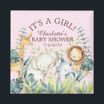 Jungle Animals Girls Baby Shower Fevor Magnet<br><div class="desc">Niedliche Dschungeltiere locken für eine Mädchendusche. Ändern Sie den Hintergrund, indem Sie auf Anpassen und verwenden Sie unsere Farbauswahl!. Matching Artikel in unserem Shop erhältlich.</div>