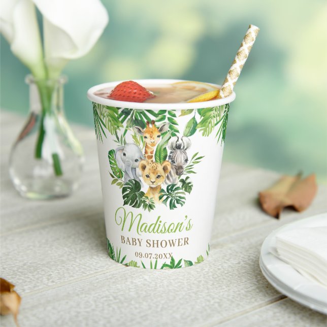 Jungle Animals Greenerity Baby Shower Geburtstag Pappbecher (In Situ)