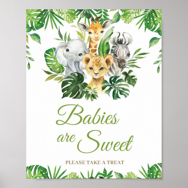 Jungle Animals Greenery Babies sind süße Leckerei  Poster (Vorne)
