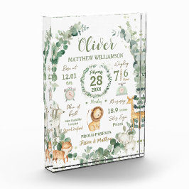Jungle Animals Greenery Baby Birth Print Stats Fotoblock