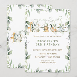 Jungle Animals Greenery Young Wild and Three Einladung