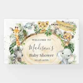 Jungle Animals Grüne Babydusche Hintergrund Banner