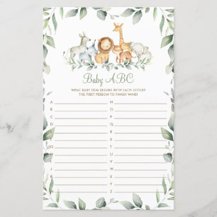 Jungle Animals Grüne Dusche Baby ABC Game Card