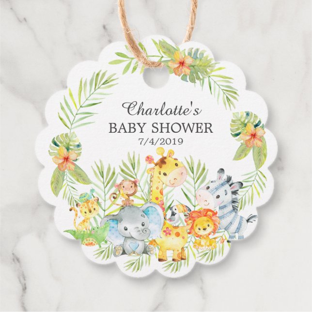 Jungle Animals Jungs Baby Dusche Gefallen Geschenk Geschenkanhänger (Rückseite)