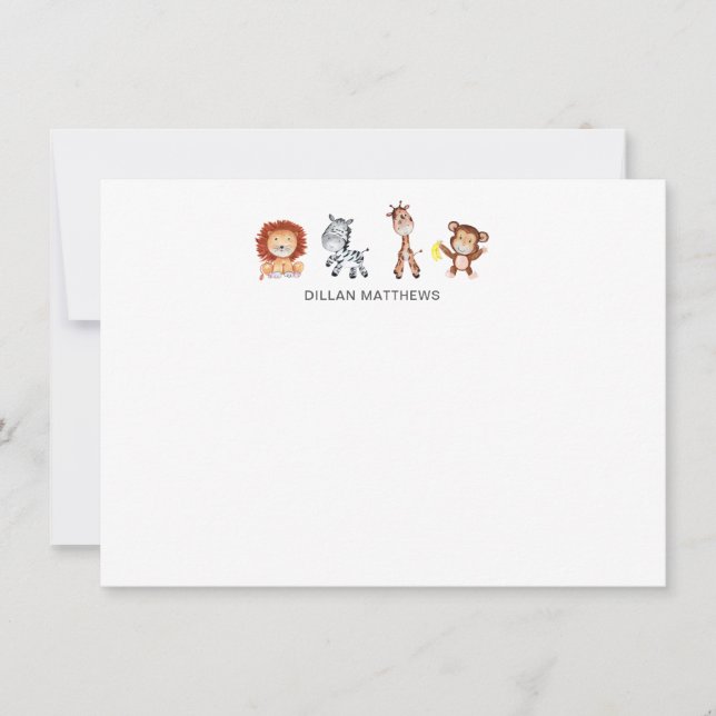 Jungle Animals Kinder Mitteilungskarten (Vorderseite)