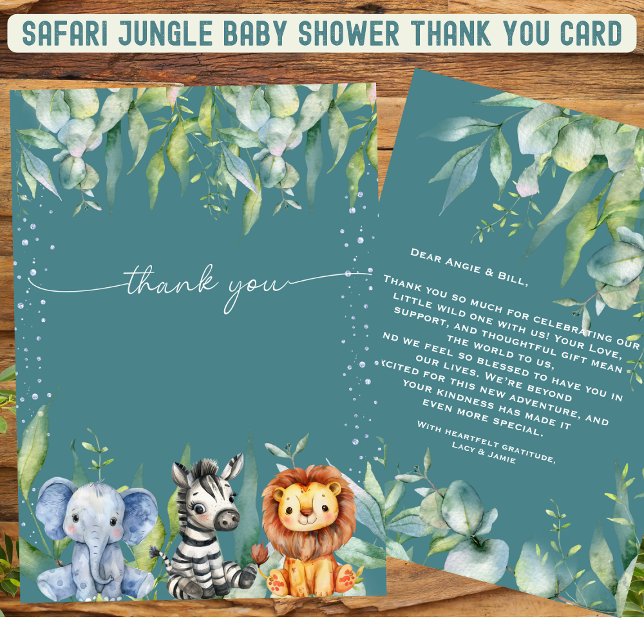 Jungle Animals Safari Baby Dusche Danke Karte (Von Creator hochgeladen)