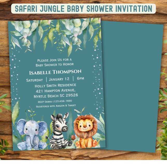 Jungle Animals Safari Baby Duwer Gender Neutral Einladung (Von Creator hochgeladen)