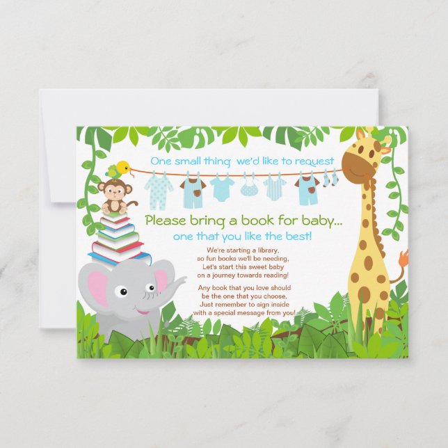 Jungle Animals Safari Baby Showbook Einladung (Vorderseite)
