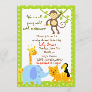 Jungle Animals Safari Baby Shower Einladungen
