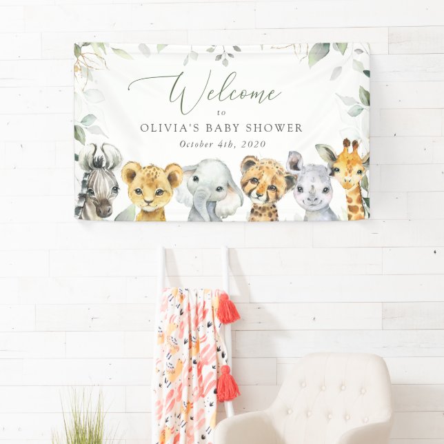 Jungle Animals, Safari, Babydusche Willkommen Banner (Insitu)