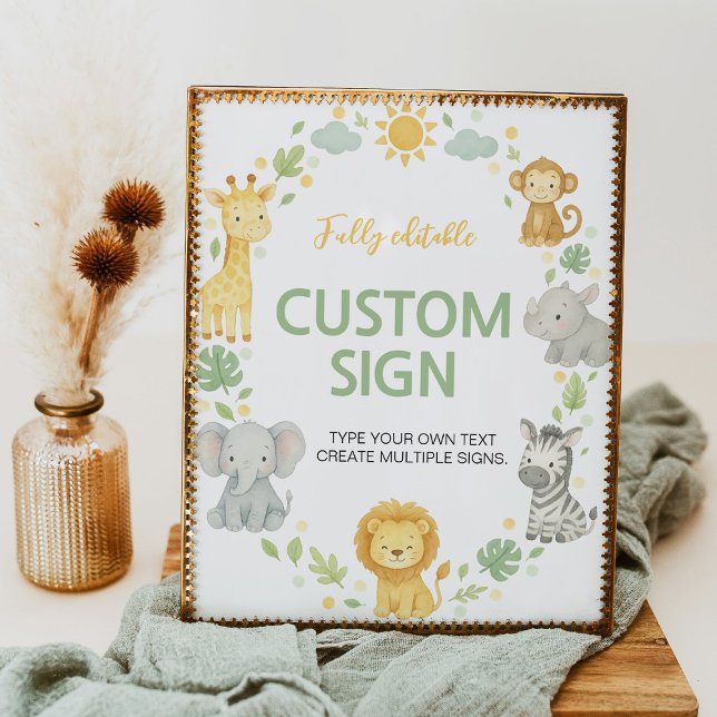 Jungle Animals Safari Birthday Party Table Sign Poster (Von Creator hochgeladen)
