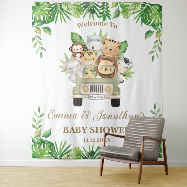 Jungle Animals Safari Kinderdusche Hintergrund Wandteppich (Beispiel)