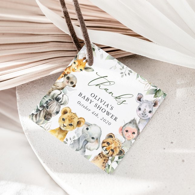 Jungle Animals, Safari, Wild One, Babydusche Geschenkanhänger (Von Creator hochgeladen)