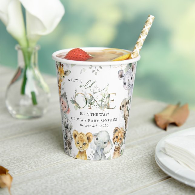 Jungle Animals, Safari, Wild One, Babydusche Pappbecher (In Situ)