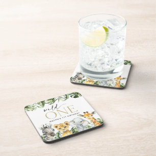 Jungle Animals, Safari, Wild One, erster Geburtsta Getränkeuntersetzer