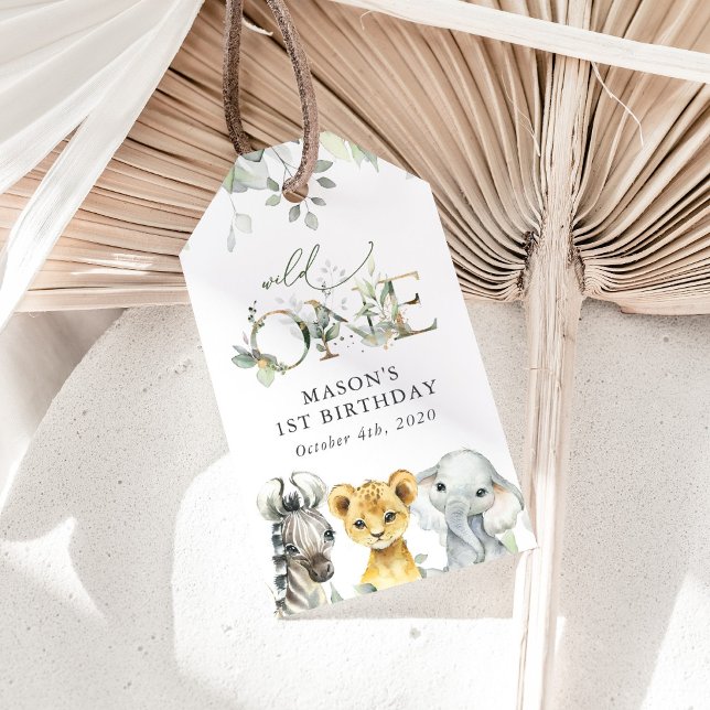 Jungle Animals, Safari, Wild One, First Birthday Geschenkanhänger (Von Creator hochgeladen)