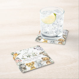 Jungle Animals, Safari, Wild One, First Birthday Rechteckiger Pappuntersetzer