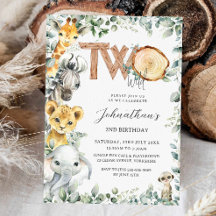 Jungle Animals Safari Zwei Wilde 2. Geburtstag