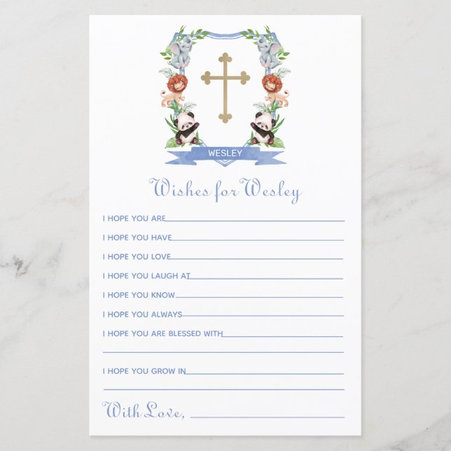 Jungle Animals Wappen Taufe Wünsche für Baby (Vorderseite)