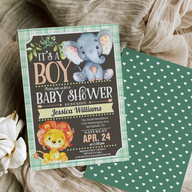 Jungle Animaux Baby shower Invitation Garçon (Créateur téléchargé)