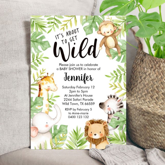 Jungle Animaux Baby shower Invitation Safari bébé (Créateur téléchargé)