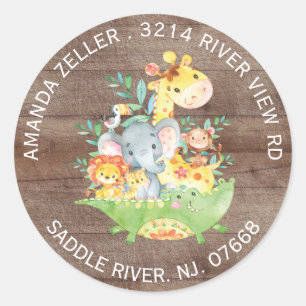 Jungle Animaux Neutre Baby shower Étiquette de adr