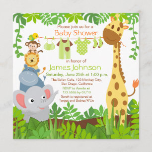Jungle Animaux Safari Baby shower Invitation
