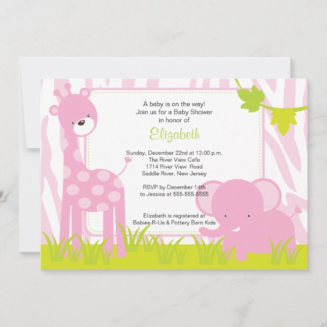 Jungle Animaux Safari Baby shower Invitation (Devant)
