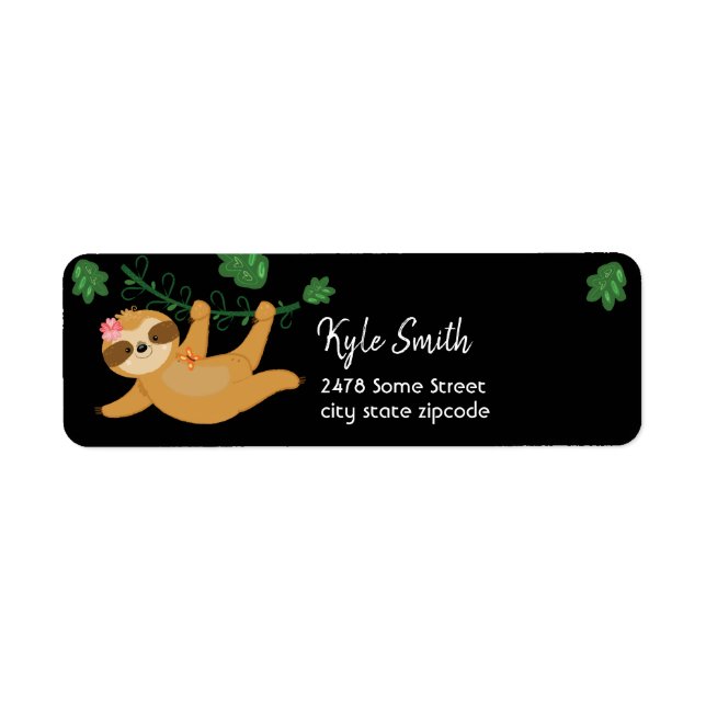 Jungle Animaux Sloth Étiquettes de adresse personn (Devant)