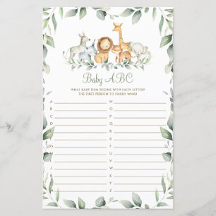 Jungle Animaux Végétation Douche bébé ABC Carte de