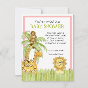 Jungle Babies, Girl Baby Shower Einladung - Grün